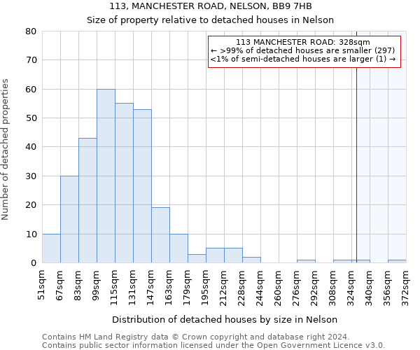 113, MANCHESTER ROAD, NELSON, BB9 7HB: Size of property relative to detached houses in Nelson