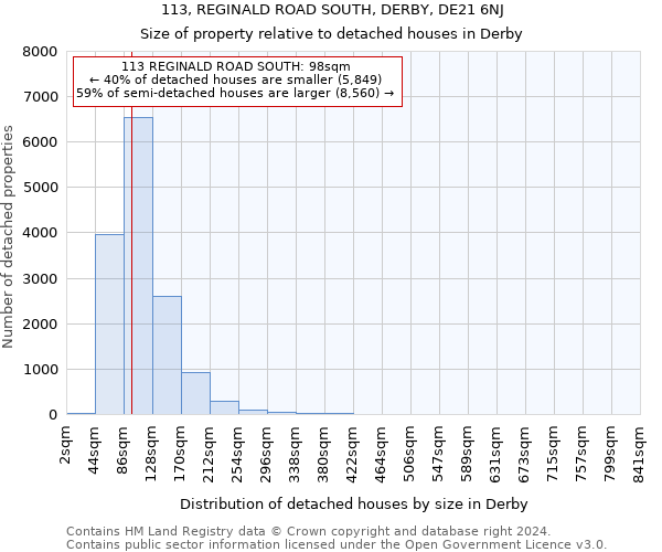 113, REGINALD ROAD SOUTH, DERBY, DE21 6NJ: Size of property relative to detached houses in Derby