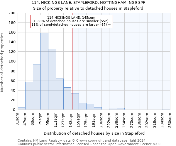 114, HICKINGS LANE, STAPLEFORD, NOTTINGHAM, NG9 8PF: Size of property relative to detached houses in Stapleford