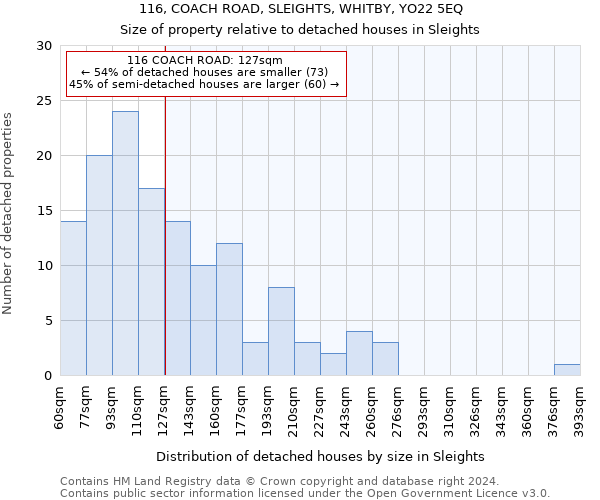 116, COACH ROAD, SLEIGHTS, WHITBY, YO22 5EQ: Size of property relative to detached houses in Sleights