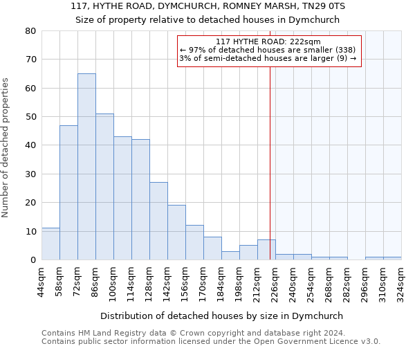 117, HYTHE ROAD, DYMCHURCH, ROMNEY MARSH, TN29 0TS: Size of property relative to detached houses in Dymchurch