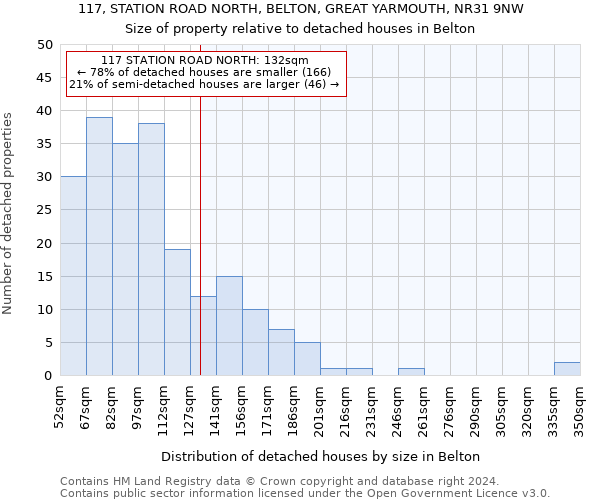 117, STATION ROAD NORTH, BELTON, GREAT YARMOUTH, NR31 9NW: Size of property relative to detached houses in Belton