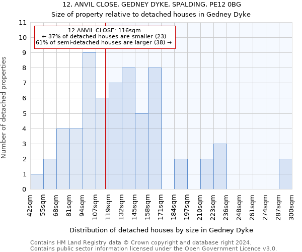 12, ANVIL CLOSE, GEDNEY DYKE, SPALDING, PE12 0BG: Size of property relative to detached houses in Gedney Dyke