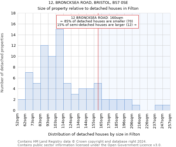 12, BRONCKSEA ROAD, BRISTOL, BS7 0SE: Size of property relative to detached houses in Filton