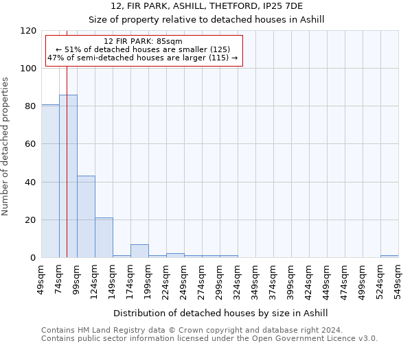 12, FIR PARK, ASHILL, THETFORD, IP25 7DE: Size of property relative to detached houses in Ashill