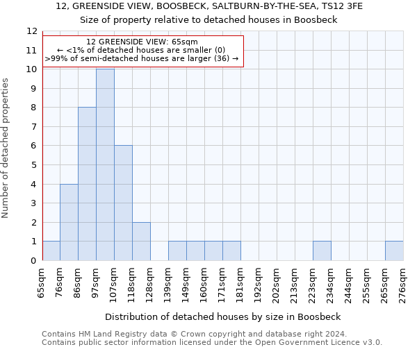 12, GREENSIDE VIEW, BOOSBECK, SALTBURN-BY-THE-SEA, TS12 3FE: Size of property relative to detached houses in Boosbeck