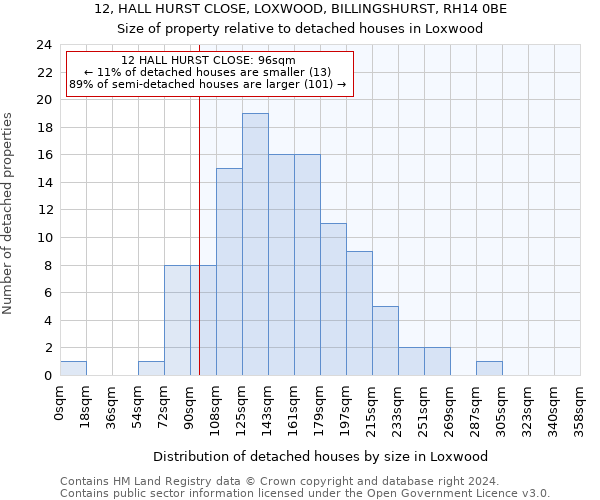 12, HALL HURST CLOSE, LOXWOOD, BILLINGSHURST, RH14 0BE: Size of property relative to detached houses in Loxwood