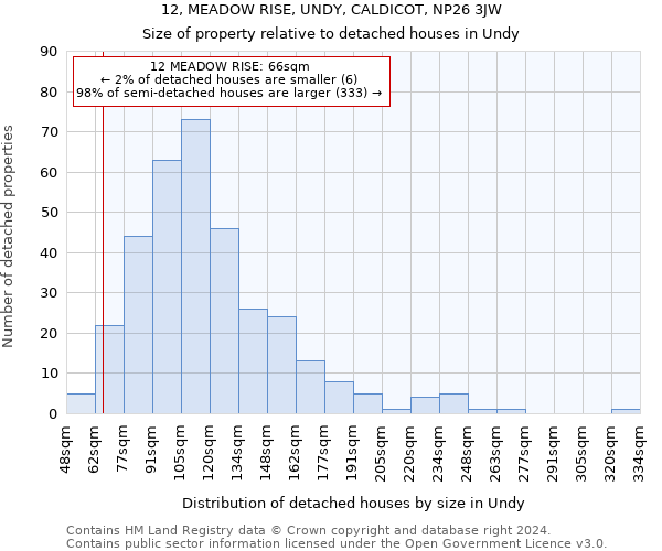 12, MEADOW RISE, UNDY, CALDICOT, NP26 3JW: Size of property relative to detached houses in Undy