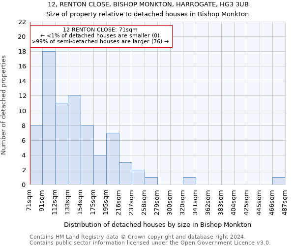 12, RENTON CLOSE, BISHOP MONKTON, HARROGATE, HG3 3UB: Size of property relative to detached houses in Bishop Monkton