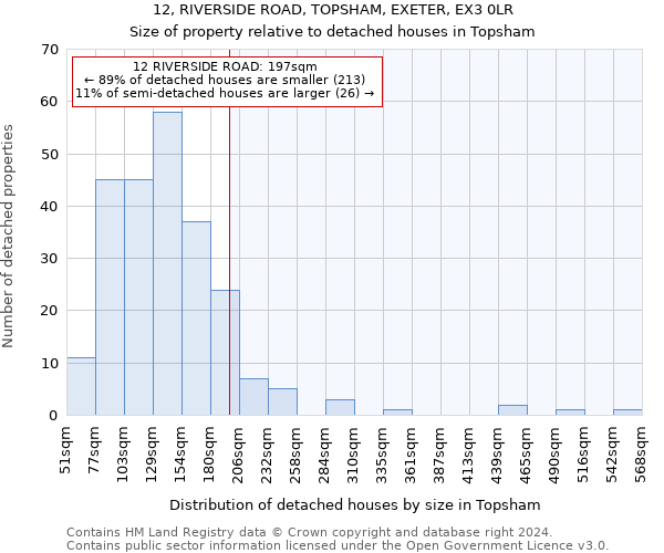 12, RIVERSIDE ROAD, TOPSHAM, EXETER, EX3 0LR: Size of property relative to detached houses in Topsham