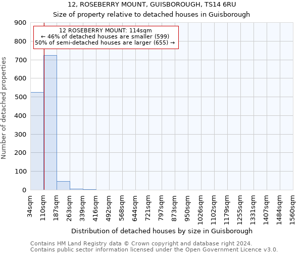 12, ROSEBERRY MOUNT, GUISBOROUGH, TS14 6RU: Size of property relative to detached houses in Guisborough