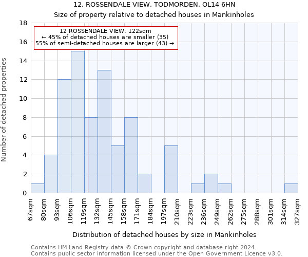 12, ROSSENDALE VIEW, TODMORDEN, OL14 6HN: Size of property relative to detached houses in Mankinholes