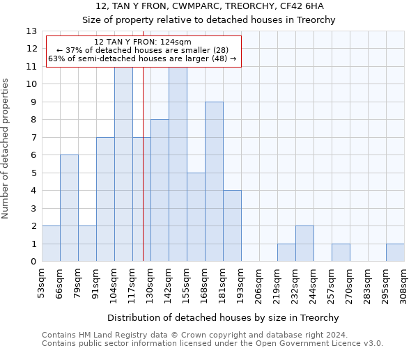 12, TAN Y FRON, CWMPARC, TREORCHY, CF42 6HA: Size of property relative to detached houses in Treorchy