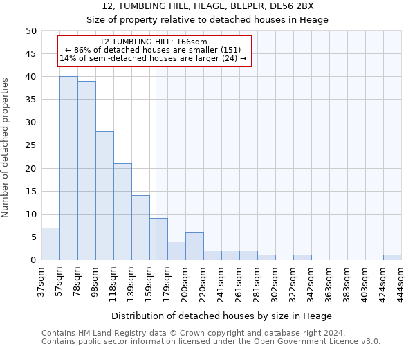 12, TUMBLING HILL, HEAGE, BELPER, DE56 2BX: Size of property relative to detached houses in Heage