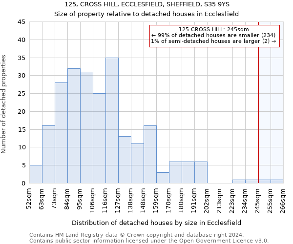 125, CROSS HILL, ECCLESFIELD, SHEFFIELD, S35 9YS: Size of property relative to detached houses in Ecclesfield