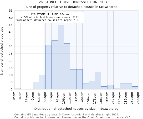 126, STONEHILL RISE, DONCASTER, DN5 9HB: Size of property relative to detached houses in Scawthorpe