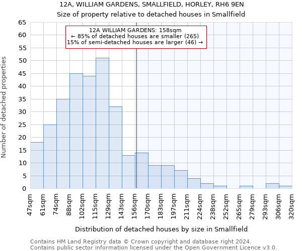 12A, WILLIAM GARDENS, SMALLFIELD, HORLEY, RH6 9EN: Size of property relative to detached houses in Smallfield