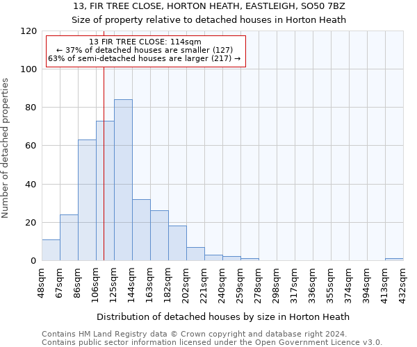 13, FIR TREE CLOSE, HORTON HEATH, EASTLEIGH, SO50 7BZ: Size of property relative to detached houses in Horton Heath