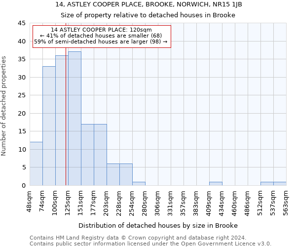 14, ASTLEY COOPER PLACE, BROOKE, NORWICH, NR15 1JB: Size of property relative to detached houses in Brooke