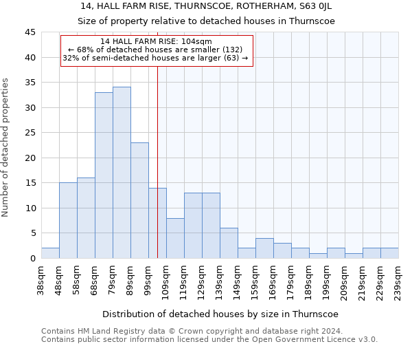 14, HALL FARM RISE, THURNSCOE, ROTHERHAM, S63 0JL: Size of property relative to detached houses in Thurnscoe