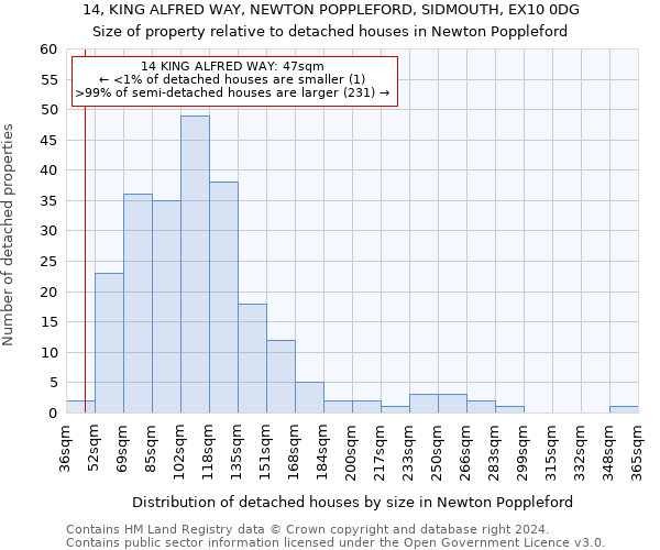 14, KING ALFRED WAY, NEWTON POPPLEFORD, SIDMOUTH, EX10 0DG: Size of property relative to detached houses in Newton Poppleford