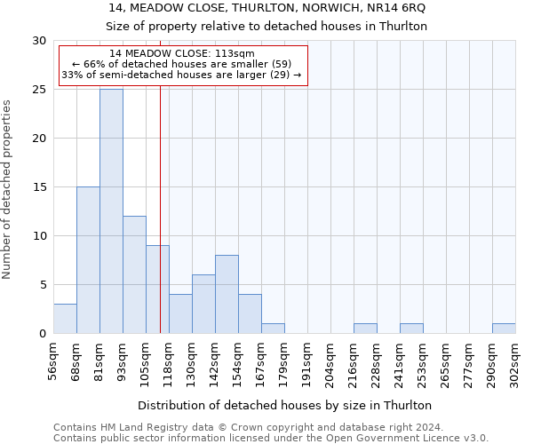 14, MEADOW CLOSE, THURLTON, NORWICH, NR14 6RQ: Size of property relative to detached houses in Thurlton