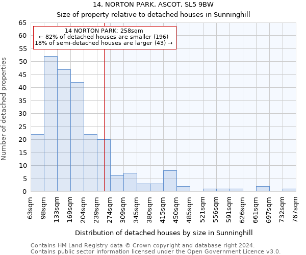 14, NORTON PARK, ASCOT, SL5 9BW: Size of property relative to detached houses in Sunninghill