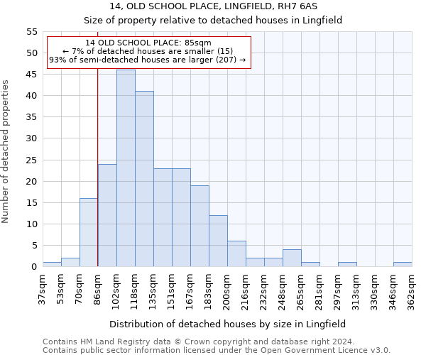 14, OLD SCHOOL PLACE, LINGFIELD, RH7 6AS: Size of property relative to detached houses in Lingfield