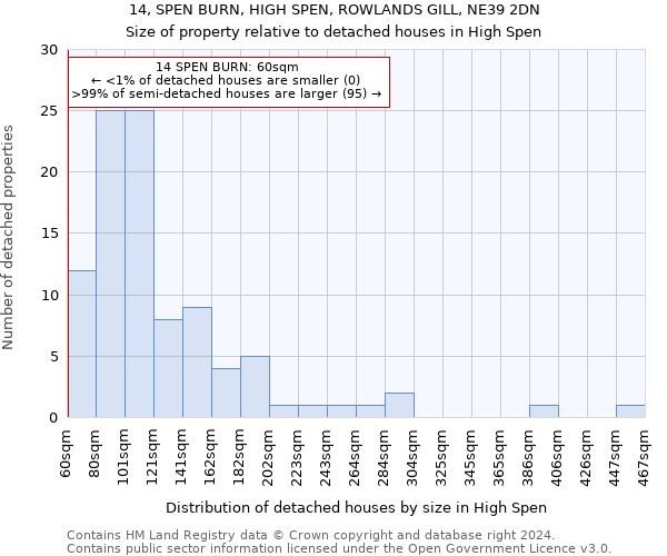 14, SPEN BURN, HIGH SPEN, ROWLANDS GILL, NE39 2DN: Size of property relative to detached houses in High Spen