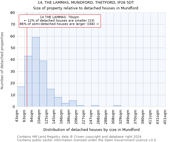 14, THE LAMMAS, MUNDFORD, THETFORD, IP26 5DT: Size of property relative to detached houses in Mundford