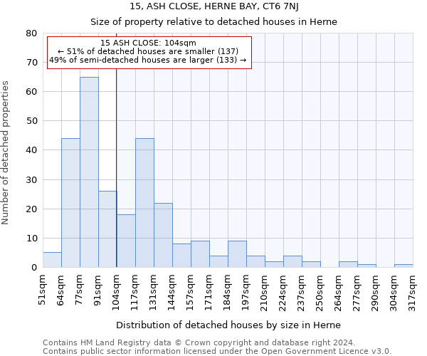 15, ASH CLOSE, HERNE BAY, CT6 7NJ: Size of property relative to detached houses in Herne