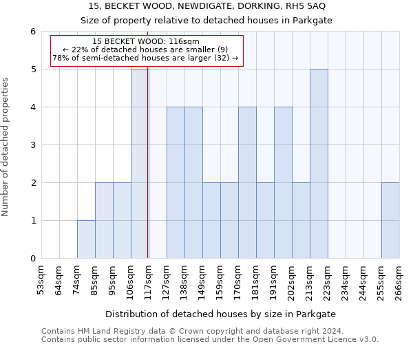 15, BECKET WOOD, NEWDIGATE, DORKING, RH5 5AQ: Size of property relative to detached houses in Parkgate