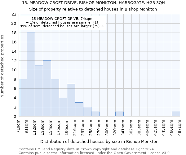 15, MEADOW CROFT DRIVE, BISHOP MONKTON, HARROGATE, HG3 3QH: Size of property relative to detached houses in Bishop Monkton