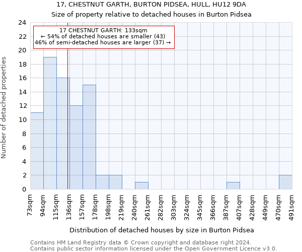 17, CHESTNUT GARTH, BURTON PIDSEA, HULL, HU12 9DA: Size of property relative to detached houses in Burton Pidsea