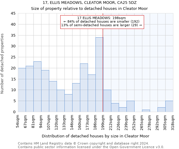 17, ELLIS MEADOWS, CLEATOR MOOR, CA25 5DZ: Size of property relative to detached houses in Cleator Moor