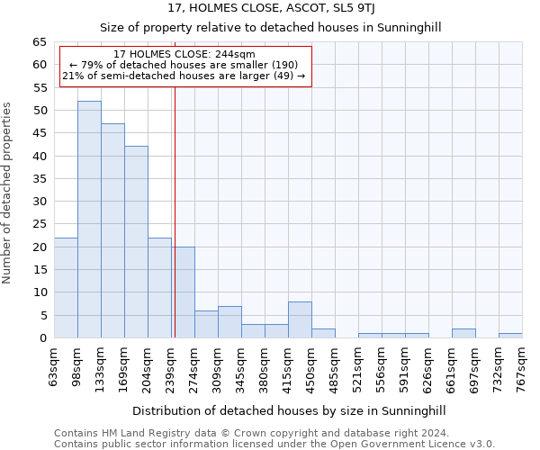 17, HOLMES CLOSE, ASCOT, SL5 9TJ: Size of property relative to detached houses in Sunninghill