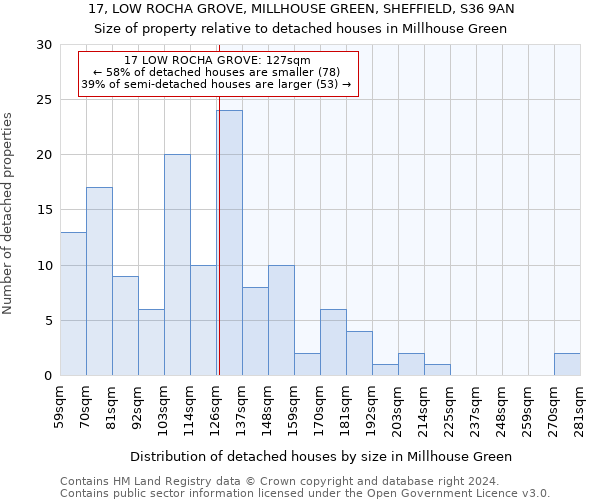 17, LOW ROCHA GROVE, MILLHOUSE GREEN, SHEFFIELD, S36 9AN: Size of property relative to detached houses in Millhouse Green