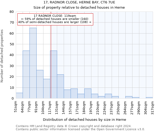 17, RADNOR CLOSE, HERNE BAY, CT6 7UE: Size of property relative to detached houses in Herne