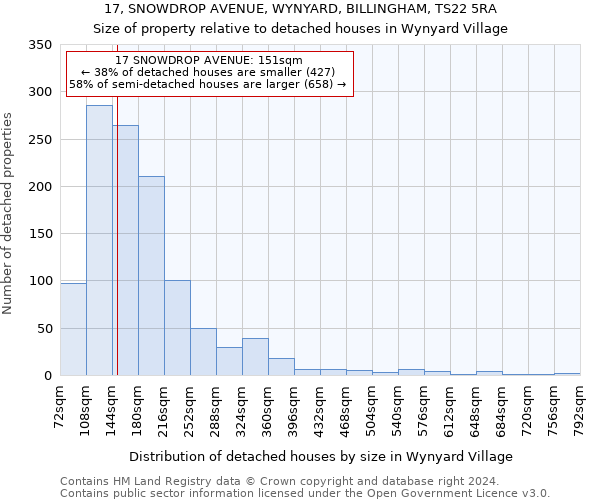 17, SNOWDROP AVENUE, WYNYARD, BILLINGHAM, TS22 5RA: Size of property relative to detached houses in Wynyard Village