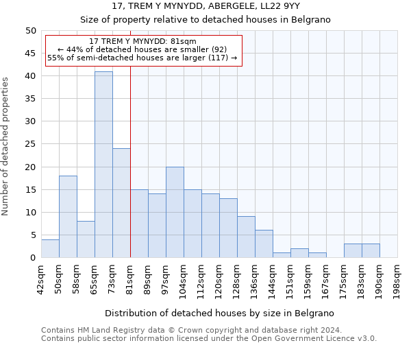 17, TREM Y MYNYDD, ABERGELE, LL22 9YY: Size of property relative to detached houses in Belgrano