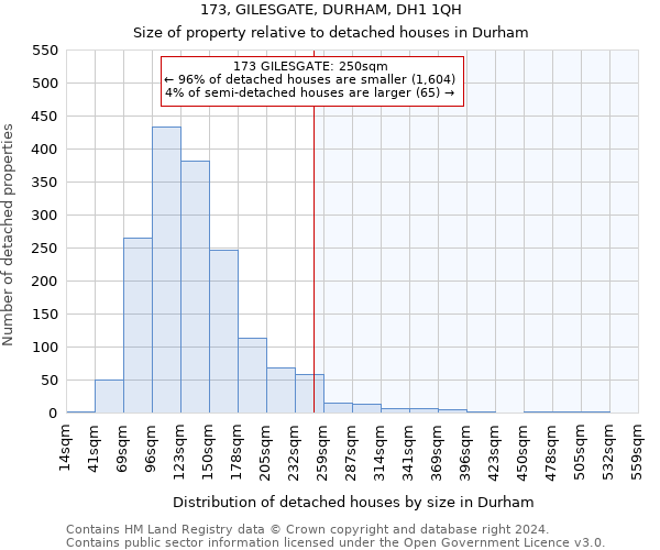 173, GILESGATE, DURHAM, DH1 1QH: Size of property relative to detached houses in Durham