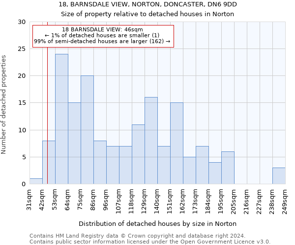 18, BARNSDALE VIEW, NORTON, DONCASTER, DN6 9DD: Size of property relative to detached houses in Norton