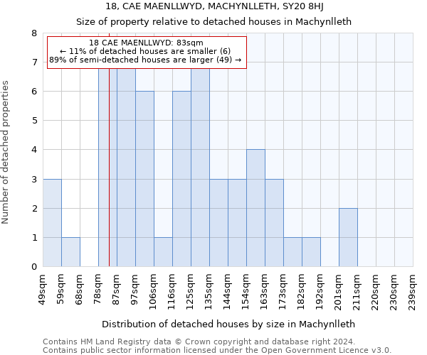 18, CAE MAENLLWYD, MACHYNLLETH, SY20 8HJ: Size of property relative to detached houses in Machynlleth