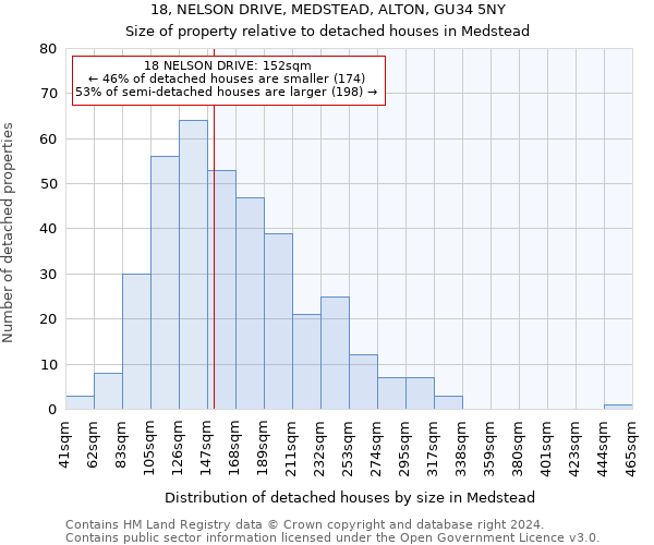 18, NELSON DRIVE, MEDSTEAD, ALTON, GU34 5NY: Size of property relative to detached houses in Medstead