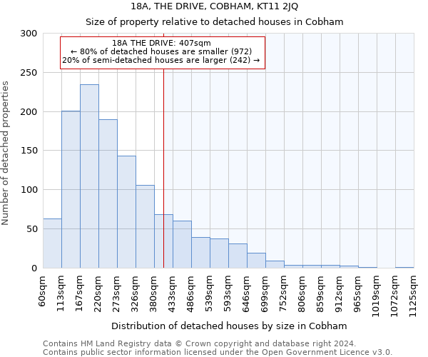 18A, THE DRIVE, COBHAM, KT11 2JQ: Size of property relative to detached houses in Cobham