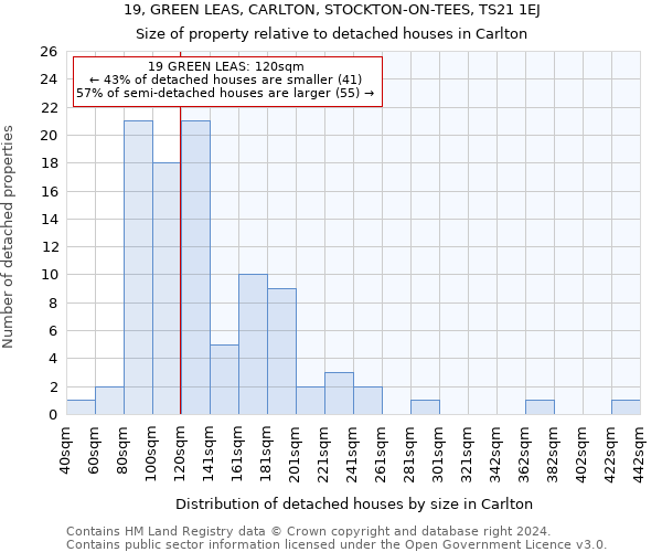 19, GREEN LEAS, CARLTON, STOCKTON-ON-TEES, TS21 1EJ: Size of property relative to detached houses in Carlton