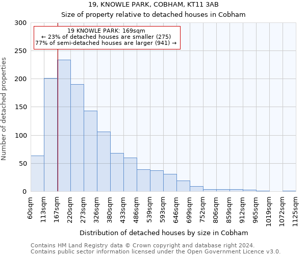 19, KNOWLE PARK, COBHAM, KT11 3AB: Size of property relative to detached houses in Cobham