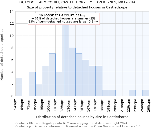 19, LODGE FARM COURT, CASTLETHORPE, MILTON KEYNES, MK19 7HA: Size of property relative to detached houses in Castlethorpe