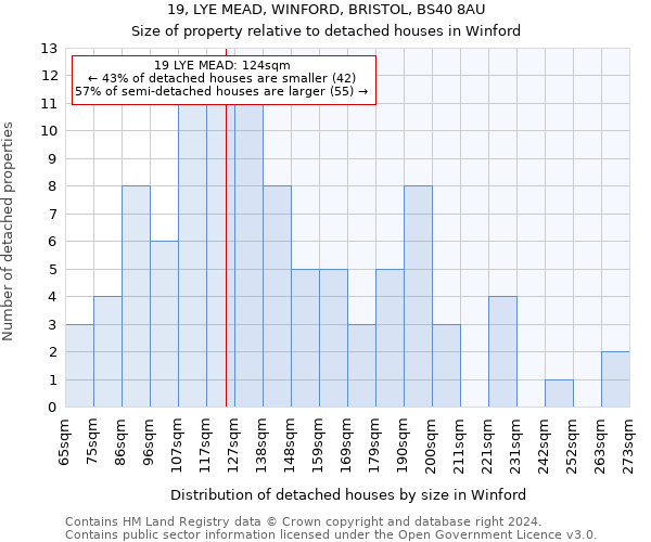 19, LYE MEAD, WINFORD, BRISTOL, BS40 8AU: Size of property relative to detached houses in Winford