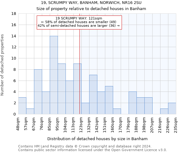 19, SCRUMPY WAY, BANHAM, NORWICH, NR16 2SU: Size of property relative to detached houses in Banham